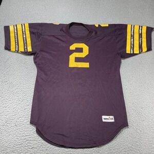 Vintage Sport-Tan Shirt Mens Medium Purple Mesh Football Jersey #2 Made USA